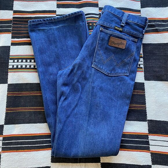 Vintage Wrangler Cowboy Cut Flare Dark Wash Jeans. Western Wear. 28/32.5. USA. - Picture 1 of 10